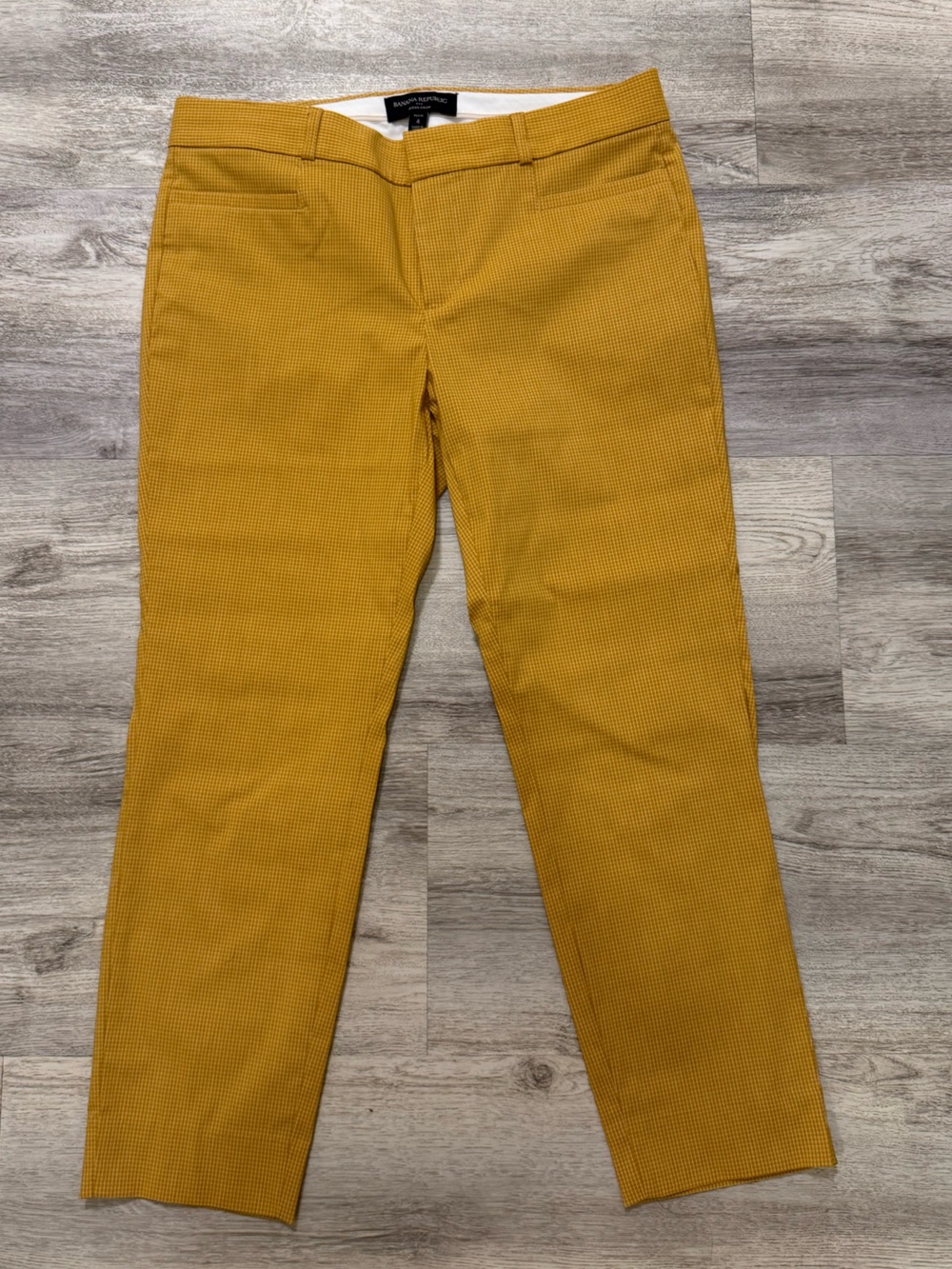 Banana Republic Textured Mustard Slacks petite 4